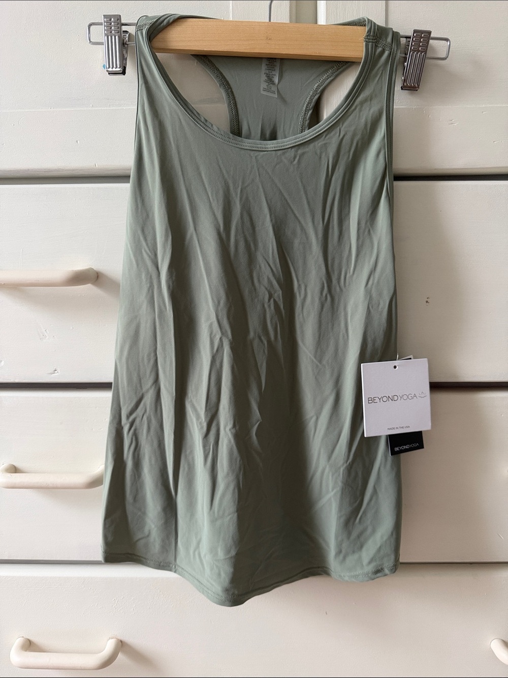 NWT. Beyond Yoga Light Sage Racerback Tank Top
